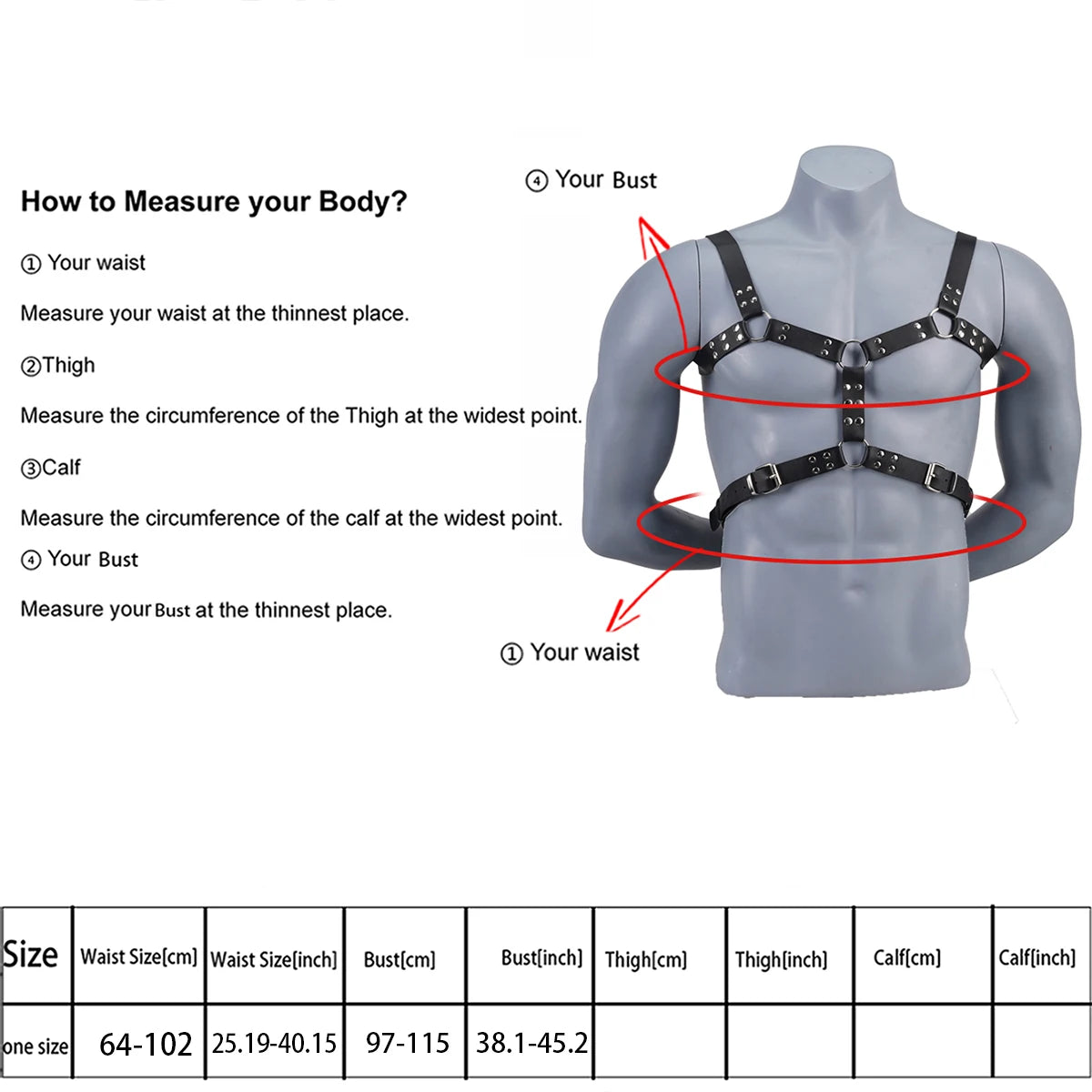 Male Pu Leather Lingerie Sexual Chest Harness Belt BDSM Fetish Full Body Harness Belt Strap Men Adjustable Rave  Clothing
