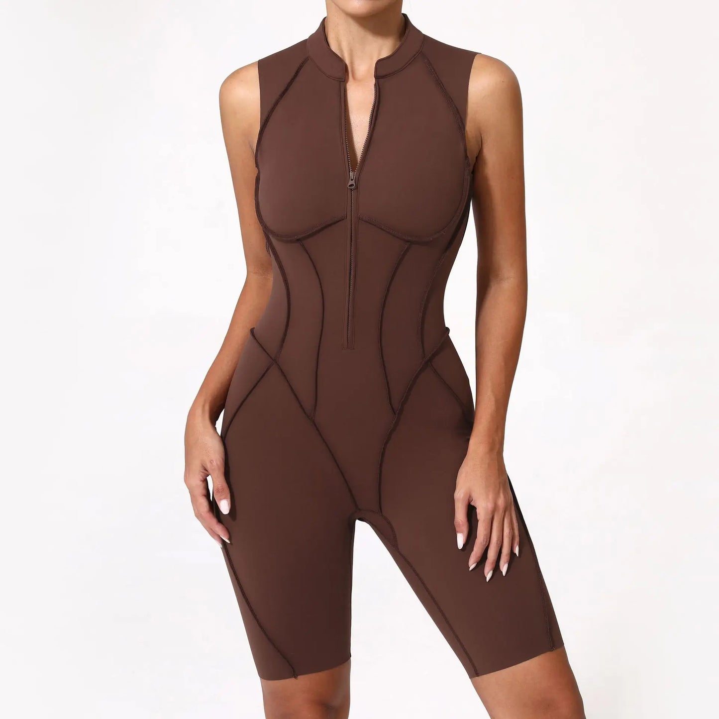 Women's Tracksuit Gym Workout Sports Clothes Outfit Zipper Jumpsuit Yoga Fitness Overalls Set Open Back Bodysuits Suit for Women