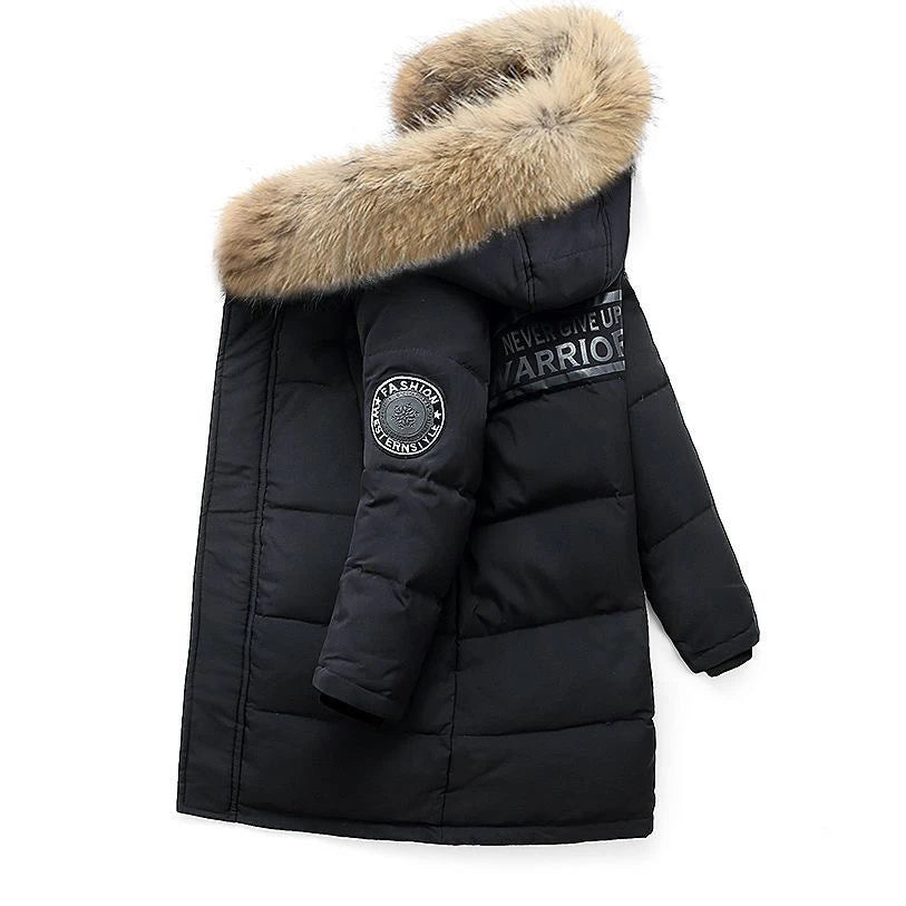 Neue verdicken Winter Jungen Jacke Pelz Kragen Mode warm halten Kinder Jacke mit Kapuze Reißverschluss 5-12 Jahre Kinder Oberbekleidung Kleidung
