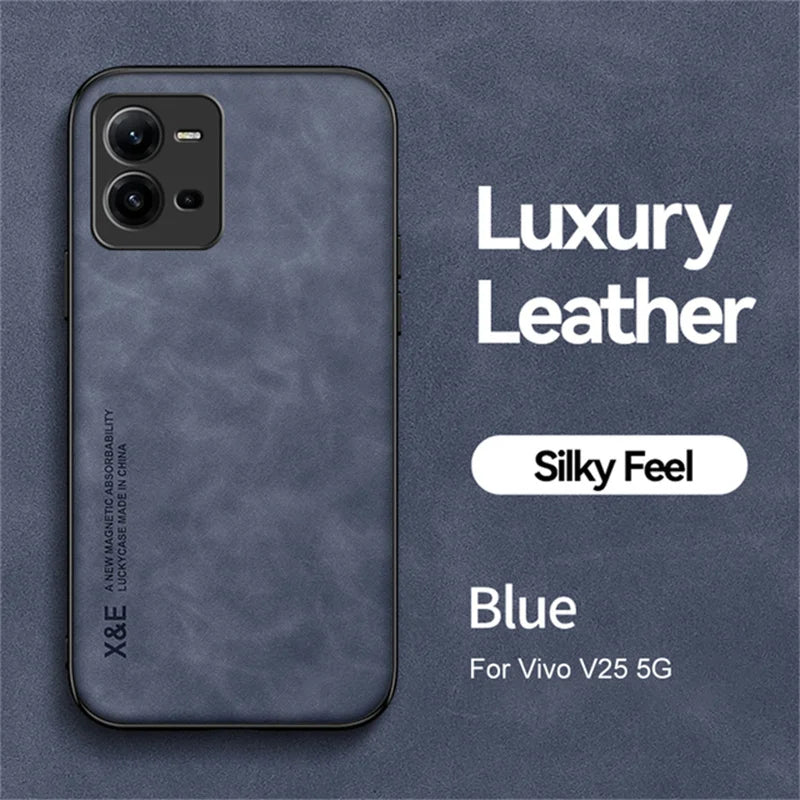 For Vivo V25E V25 Case Magnetic Car Texture Leather Shockproof Phone Case For Vivov25 Vivov25e V 25 E 25E 4G 5G 2022 Back Cover