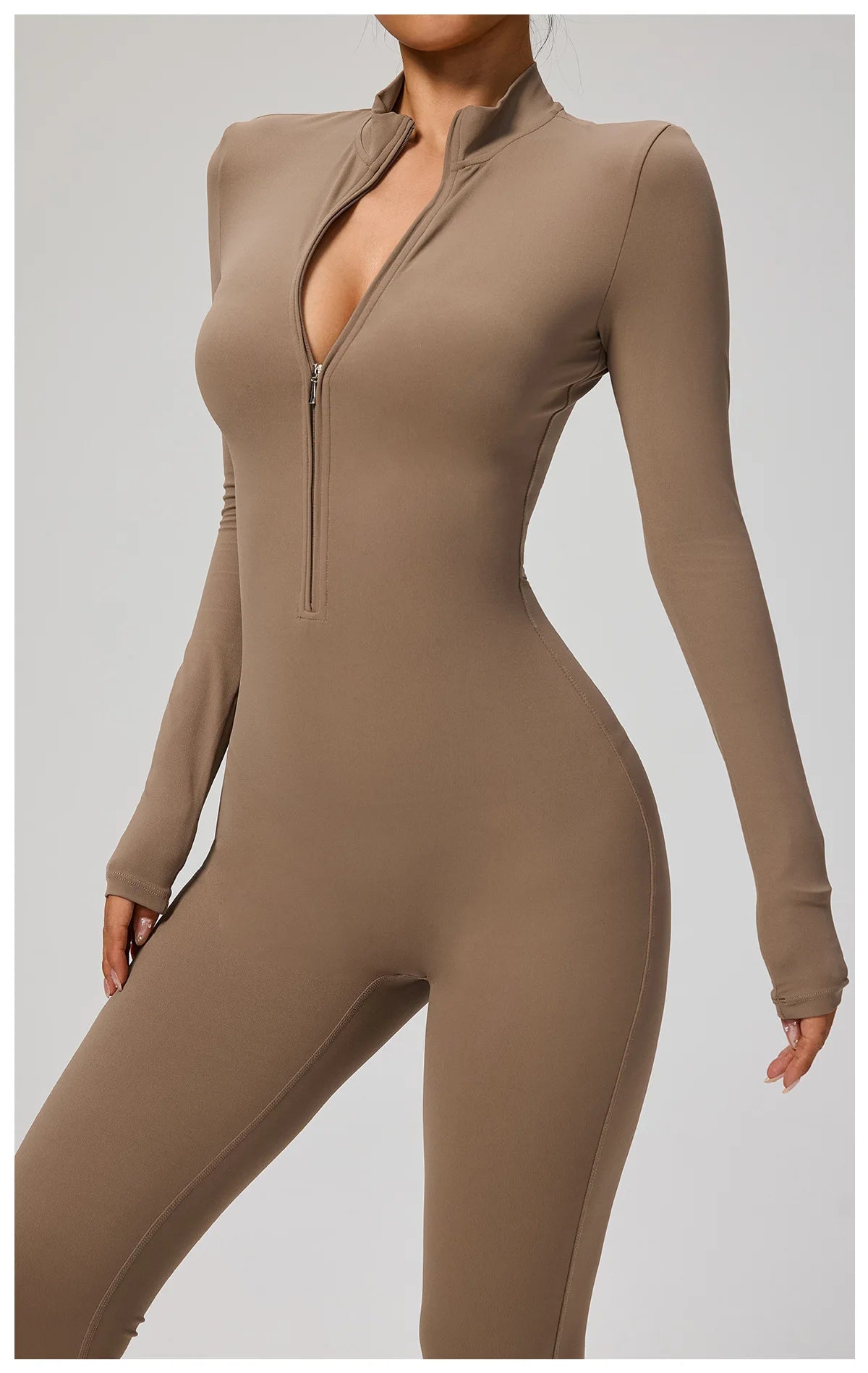SOISOU Zipper Jumpsuit Women Quick Dry Clothing Sportswear Woman Gym Yoga Sport Sets Spandex Nylon Workout Sets Women Tracksuit