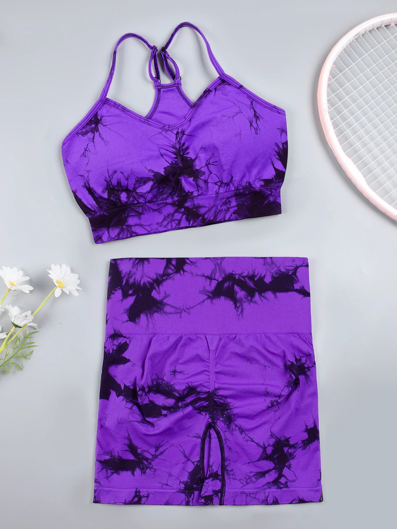 Tie Dye Sexy Push Up Gym Shorts Woman Skinny Stretch High Waist Fitness Shorts Sets Running Outdoors Fashion Sport Pants