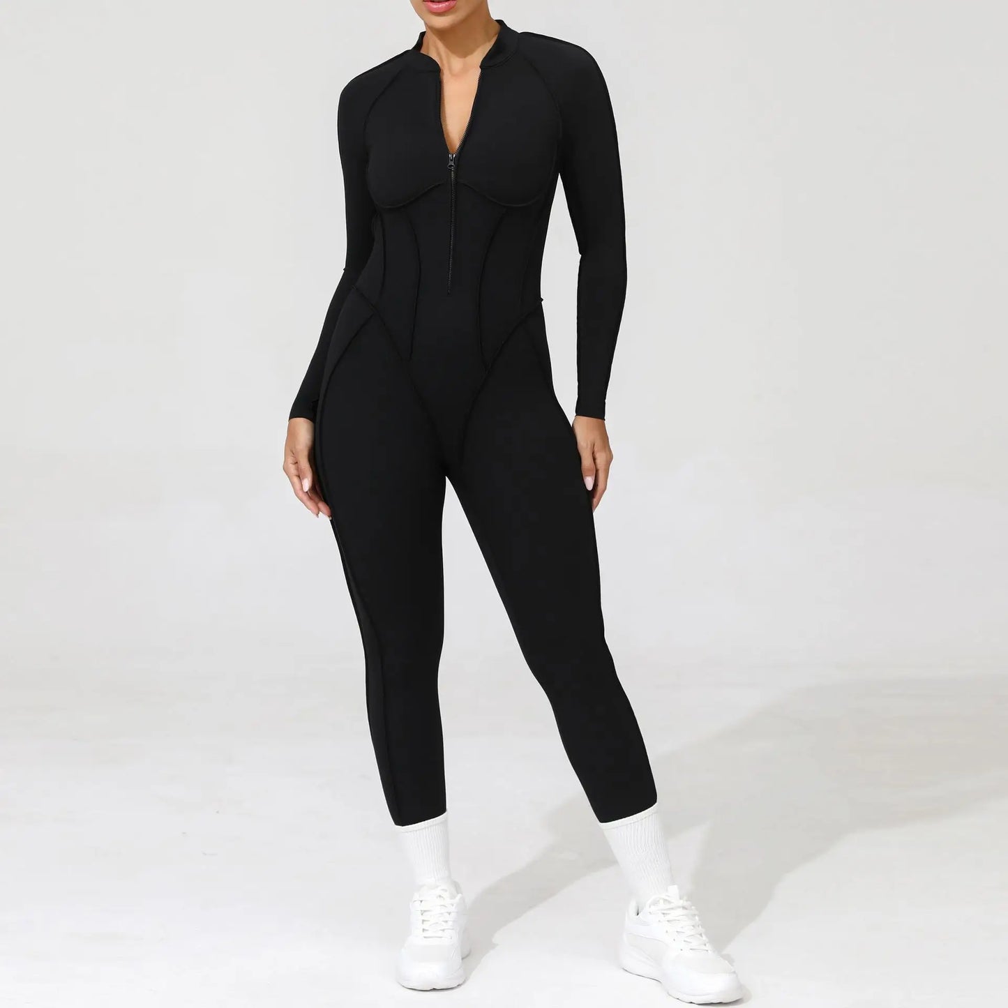 Women's Tracksuit Gym Workout Sports Clothes Outfit Zipper Jumpsuit Yoga Fitness Overalls Set Open Back Bodysuits Suit for Women