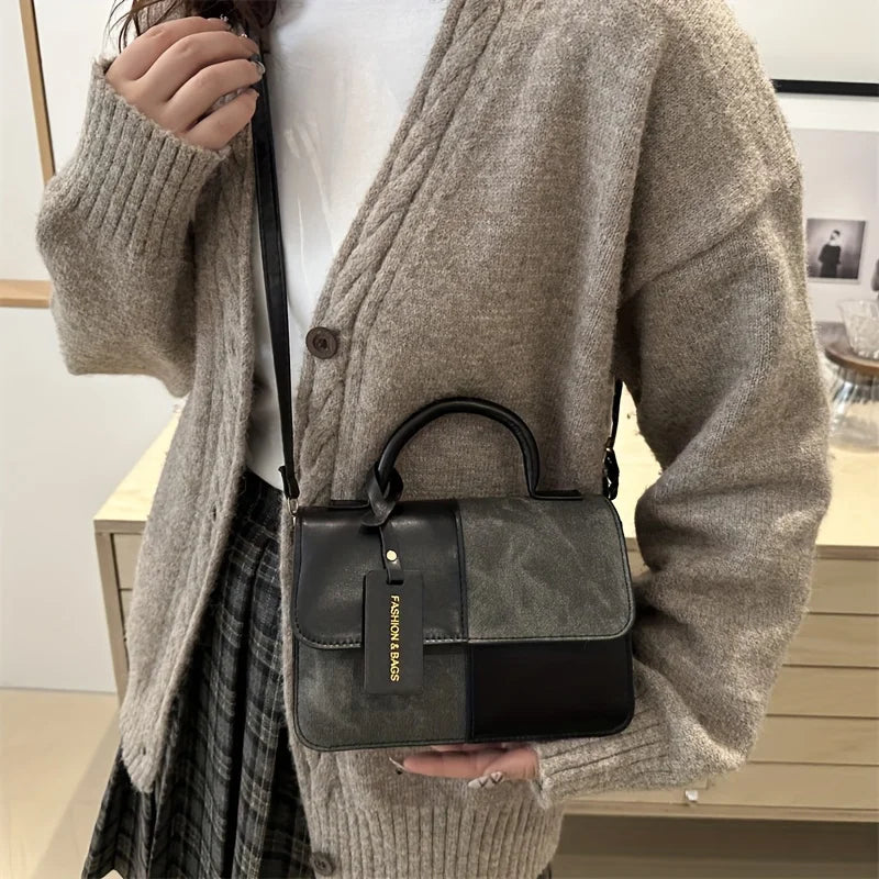 Elegant Women's Handbag Crossbody Shoulder Bag, Snap Closure Tote Bag, Everyday Accessory, Geometric Pattern, Fashion Lovers