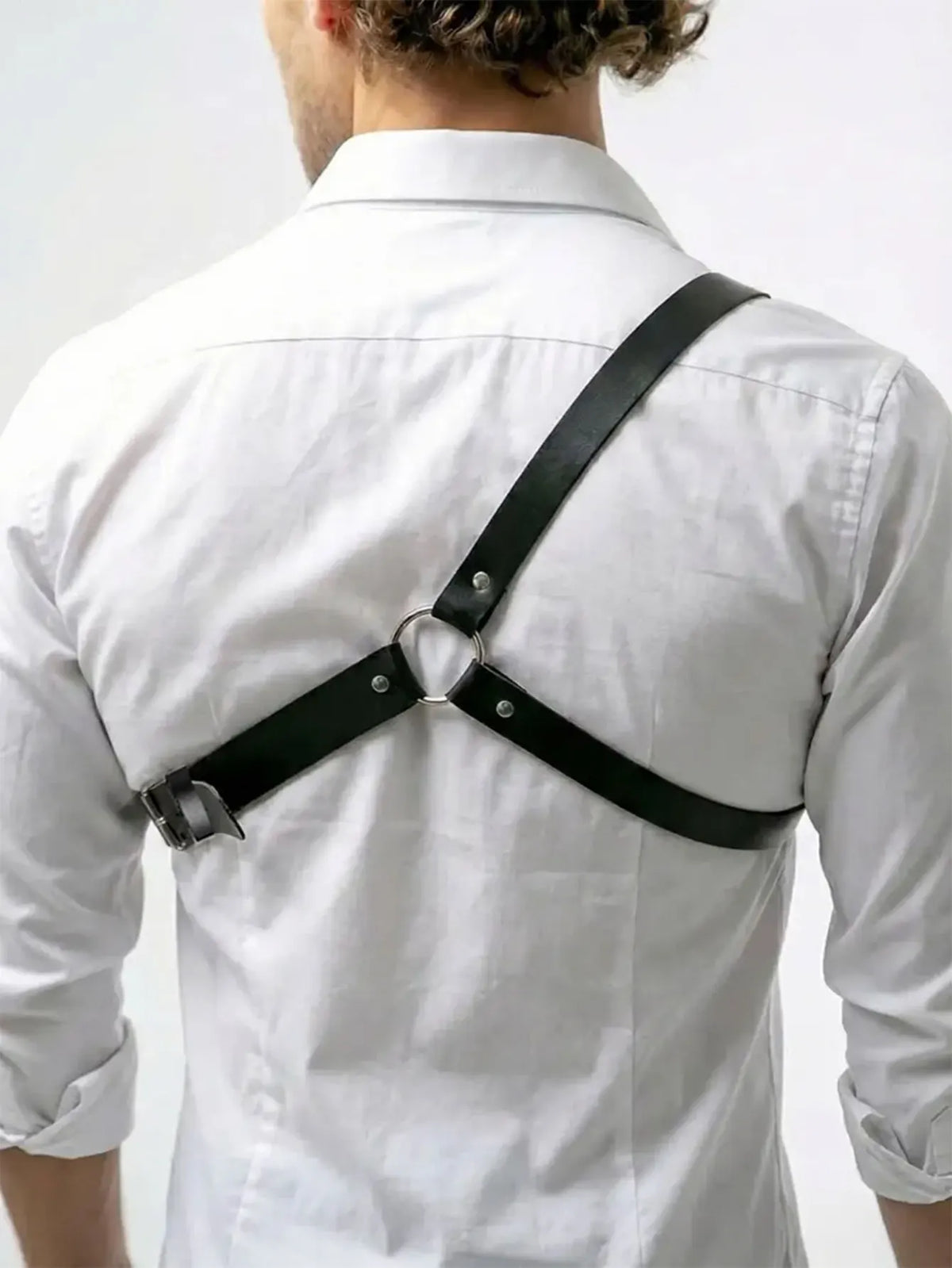Men's Faux Leather Harness Punk Adjustable PU Leather Body Chest Harness with Buckle Strap for Party Date Club Wear Costume
