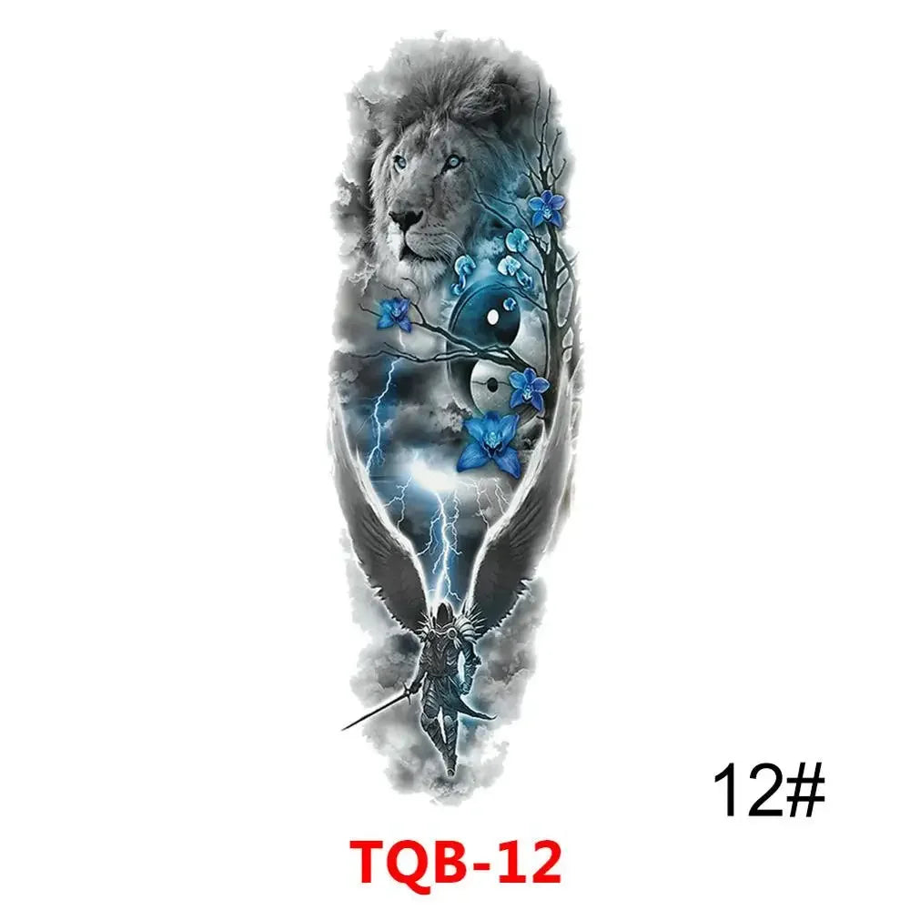 Waterproof Temporary Tattoo Sticker Full Arm Large Skull Old School Tatoo Stickers Flash Fake Tattoos for Men Women