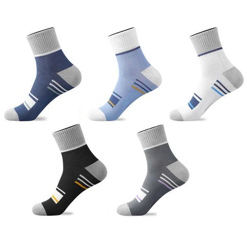 5 Pairs Men's Cotton Socks Sweat-absorbing Breathable Anti-odor Thick Models Of Long Socks Trendy Sports Cotton Socks Men