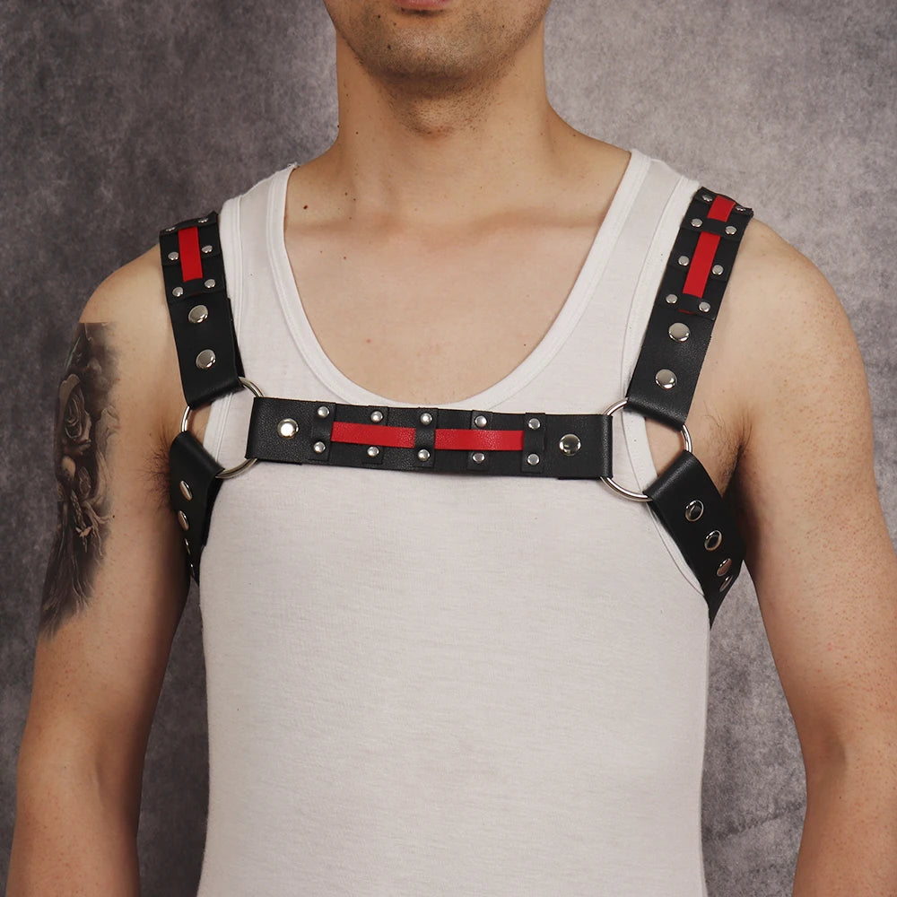 Punk Faux Leather Chest Harness for Men, For Rave Clubwear Masquerade Costume