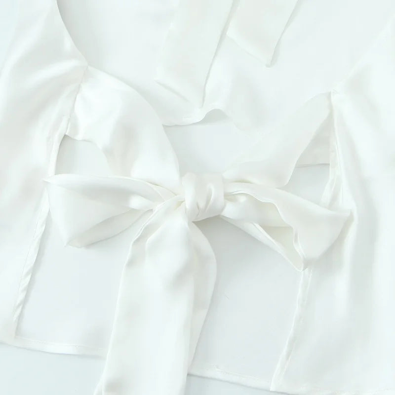 Women Casual Satin Halter Top with Adjustable Tie Sleeveless Open Back Solid Collar Vest Summer Beach Style Casual Female Blouse