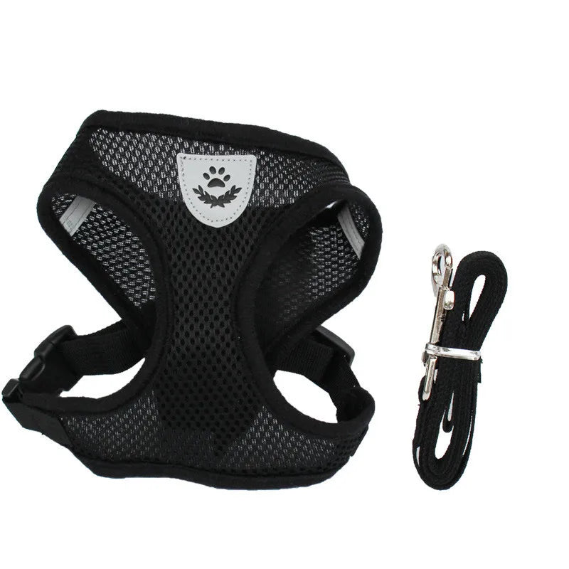 Cat Dog Harness Adjustable Vest Walking Lead Leash For Puppy Dogs Collar Polyester Mesh Harness For Small Medium Dog Cat Pet