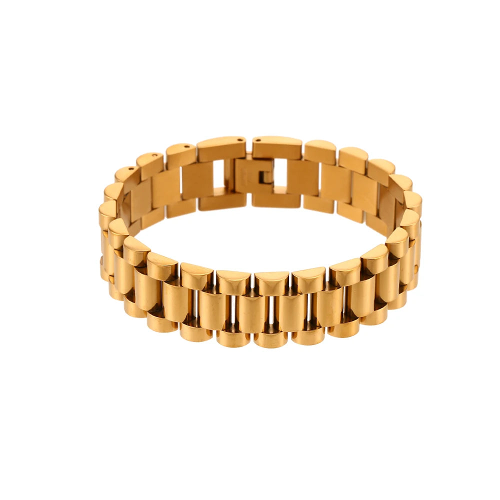 E.B.belle  New Stainless Steel Gold Plated Detachable Wristbands Bracelets Bangles For Women Men Gold Wrap Bracelets