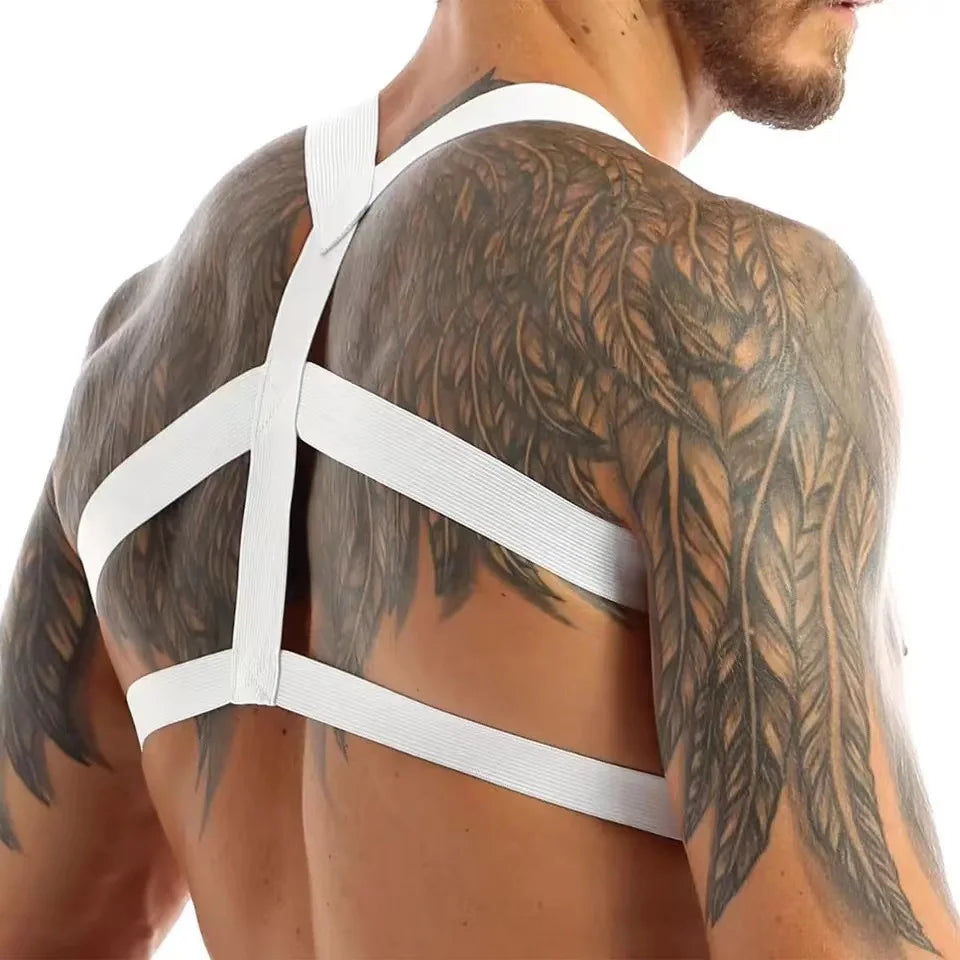 PU Leather Chest Harness for Men, Adjustable Suspenders, Bondage Body Harness, Gothic Clothing Accessories, Fashion