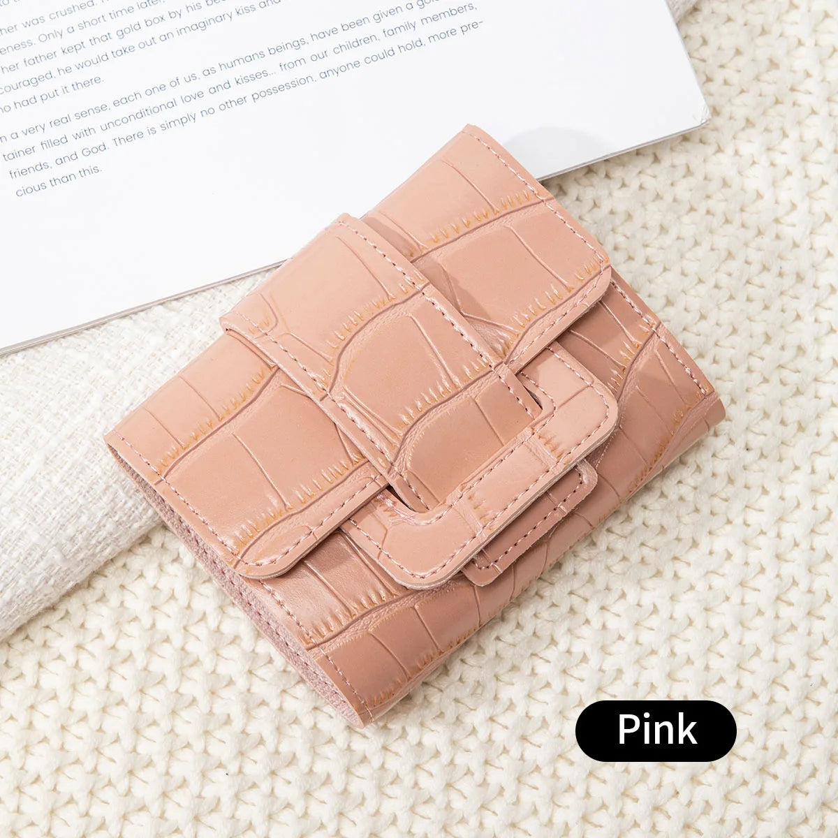 Women Luxury Card Holder Vintage Mini PULeather Women Short Wallet Multi-function Crocodile LeatherCard Holder CoinWallet Clutch