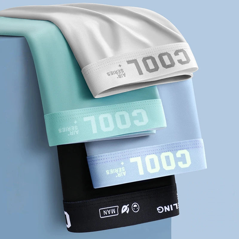 4Pcs Boxer Shorts Men's Underwear Ice Silk Underpants Sexy Panties 3A Antibacterial Breathable Elastic Lingerie Plus Size L-6XL