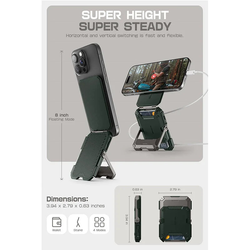 Magnetic Tripod Phone Stand Credit Card Holder for iPhone 16/15/14/13/12 SUPCASE Adjustable Phone Stand Compatible with MagSafe