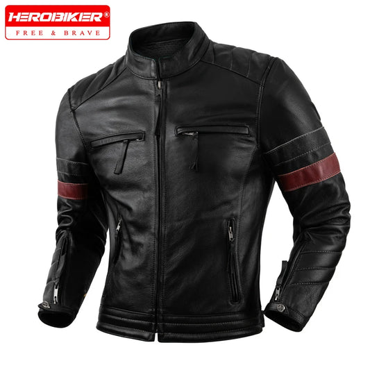Motorcycle Jacket Men's Casual Real Leather Jacket Spring And Autumn Off-road Motorcycle Racing Rider Leather Jacket