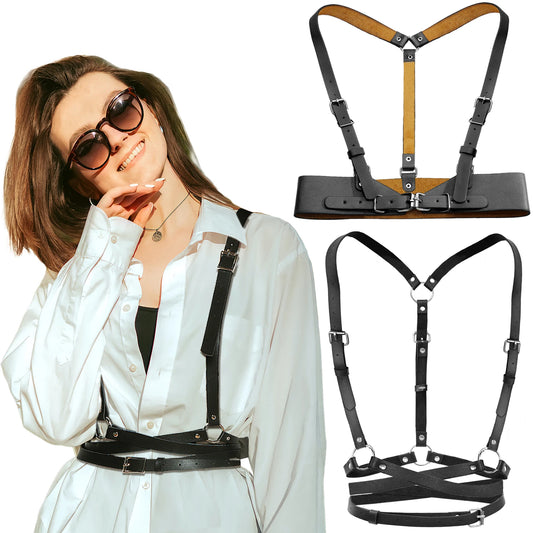Women Waist Punk Leather Harness Belts Adjustable Body Chain Fashion Goth Suspender Corset Belt for Cosplay Accessories Harajuku