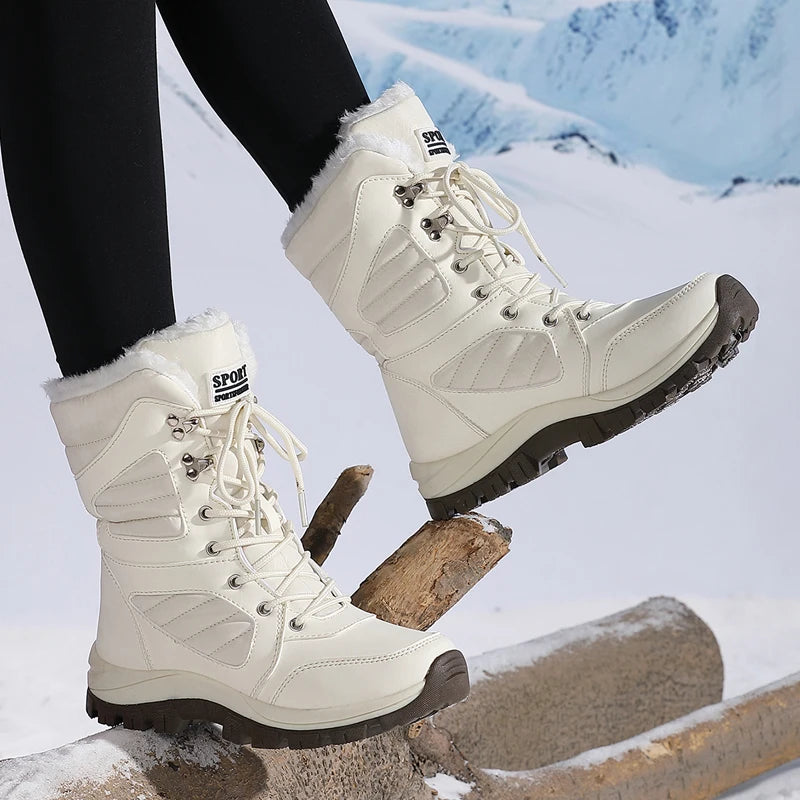 Ladies' fashionable snow boots, solid color design, round toe style, ultra-fine fiber outer layer, fabric lining, rubber sole, t