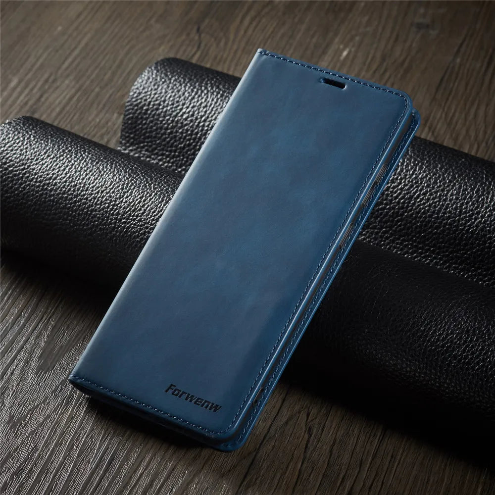 Leather Magnetic Flip Case For iPhone 16 15 14 17 Pro Max Air 16E 13 12 11 XS Max XR SE 8 7 Plus Wallet Card Solt Phone Cover
