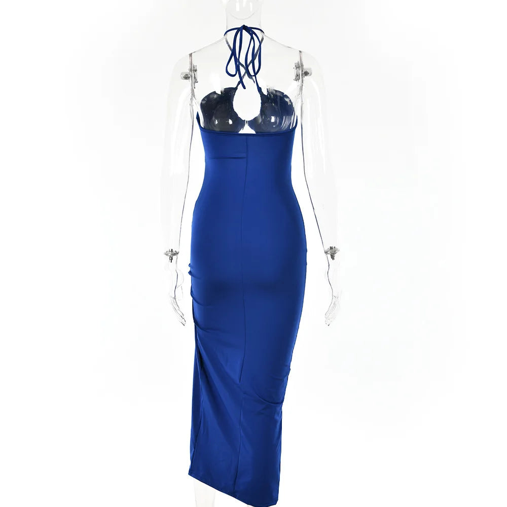 Sleeveless Sexy Female Midi Backless Dresses Slim Night Club Party Women's Dress Bodycon Vestidos Elegantes