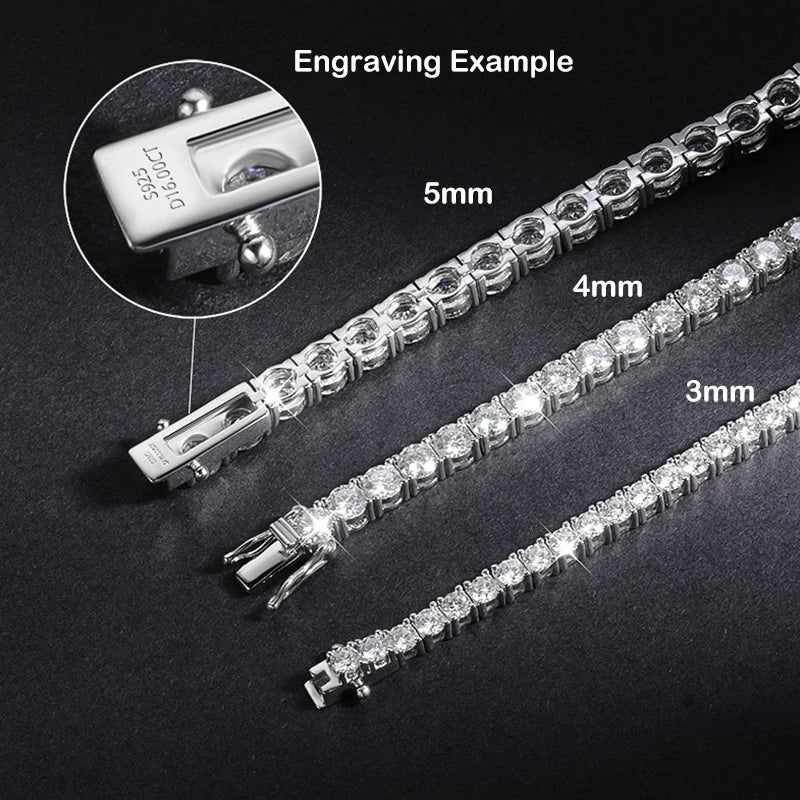 EWYA 925 Sterling Silver Moissanite Bracelet 0.1ct 3mm D VVS1 Diamond with GRA for Women Sparkling Wedding Party Fine Jewelry