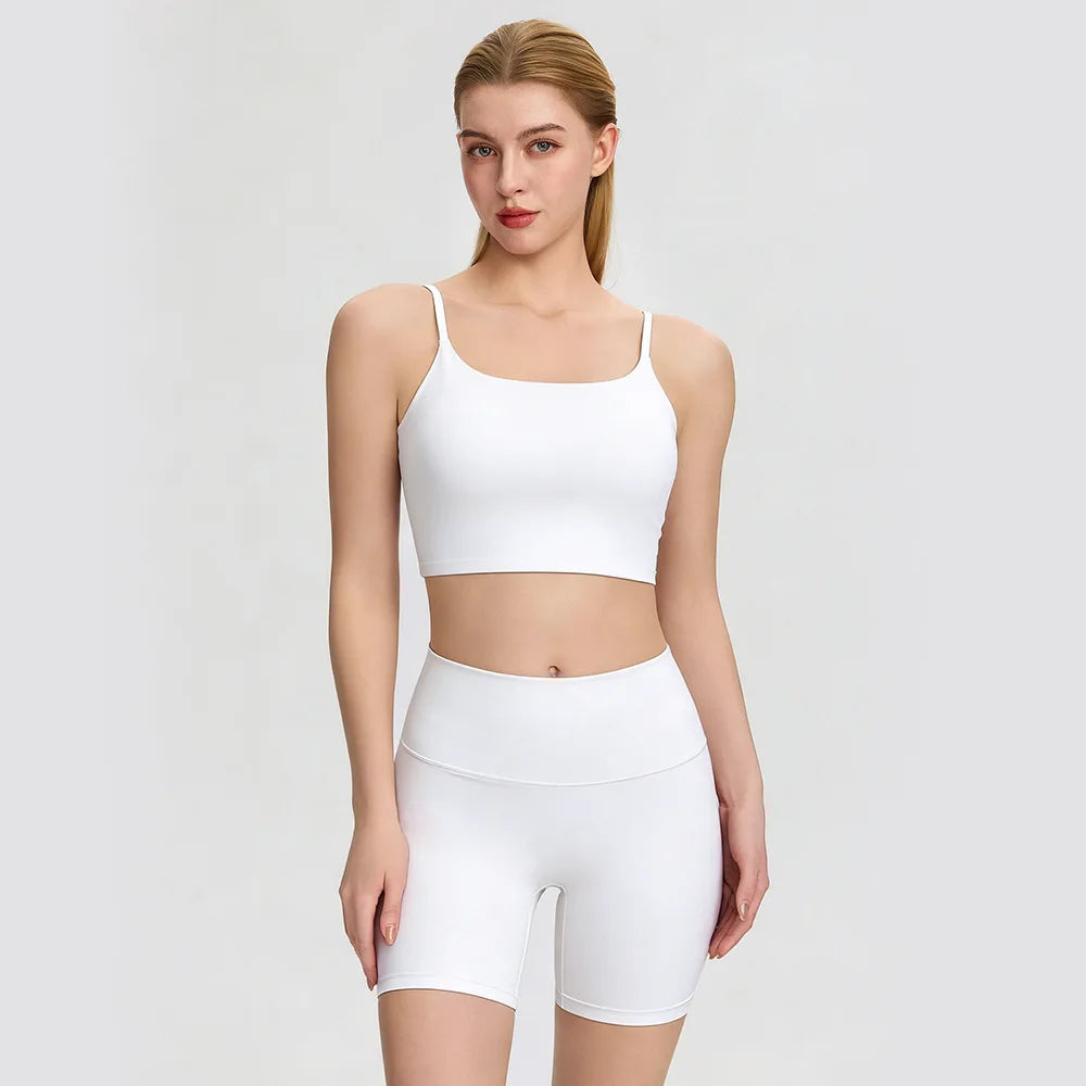 Yoga clothes, running suit, women's chest cushion vest, hip lifting high waist yoga shorts, quick drying breathable fitness suit