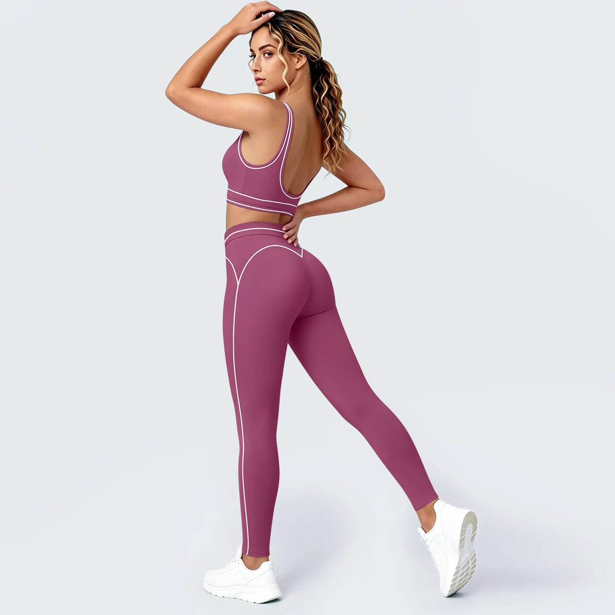 Women Fitness Yoga Sports Set Sexy Beautiful Back Yoga Bra Workout Top Summer Running Sports Bra High Waisted Push Up Yoga Pants