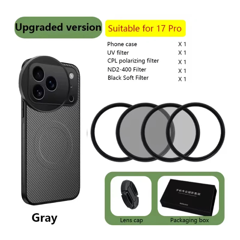 4 in 1 58mm Filter Set for iPhone 17 Pro/Pro Max With Universal CPL UV ND8 Starling Filter Magnetic Wireless Charging Phone Case