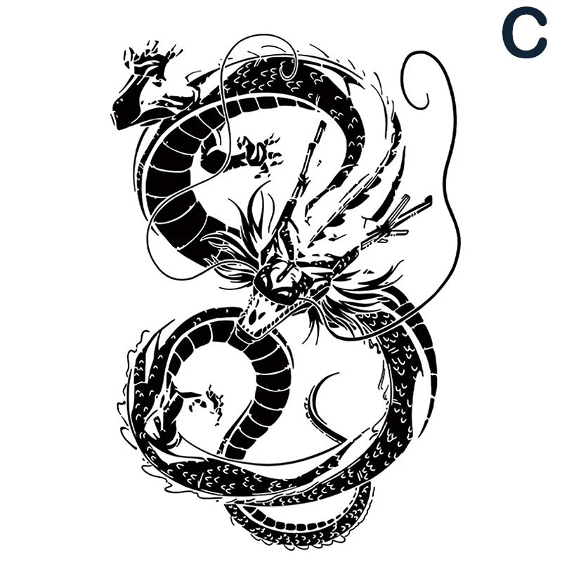 1pc Dragon Tattoo Sticker Realistic Dragon Fake Tattoo Stickers For Men Boys Kids 3D Dragon Temporary Tattoos Washable Tattoos