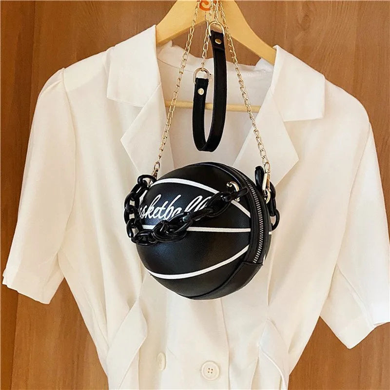 Women Ball Handbag Round Basketball Shape Small Handbags Casual PU Leather Female Crossbody Bags Crossbody Girls Coin Purse