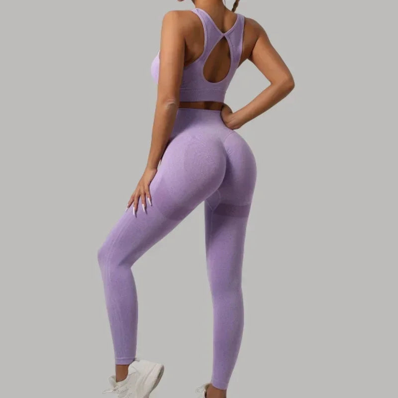 Mileegirl 2-teiliges Yoga-Set für Damen, Push-Up-Leggings, Yoga-Set, schnelltrocknend, Workout, Fitnessstudio, Sport-Set, Fitness-Kleidung für Frauen