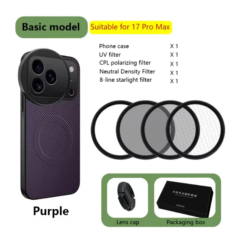 4 in 1 58mm Filter Set for iPhone 17 Pro/Pro Max With Universal CPL UV ND8 Starling Filter Magnetic Wireless Charging Phone Case