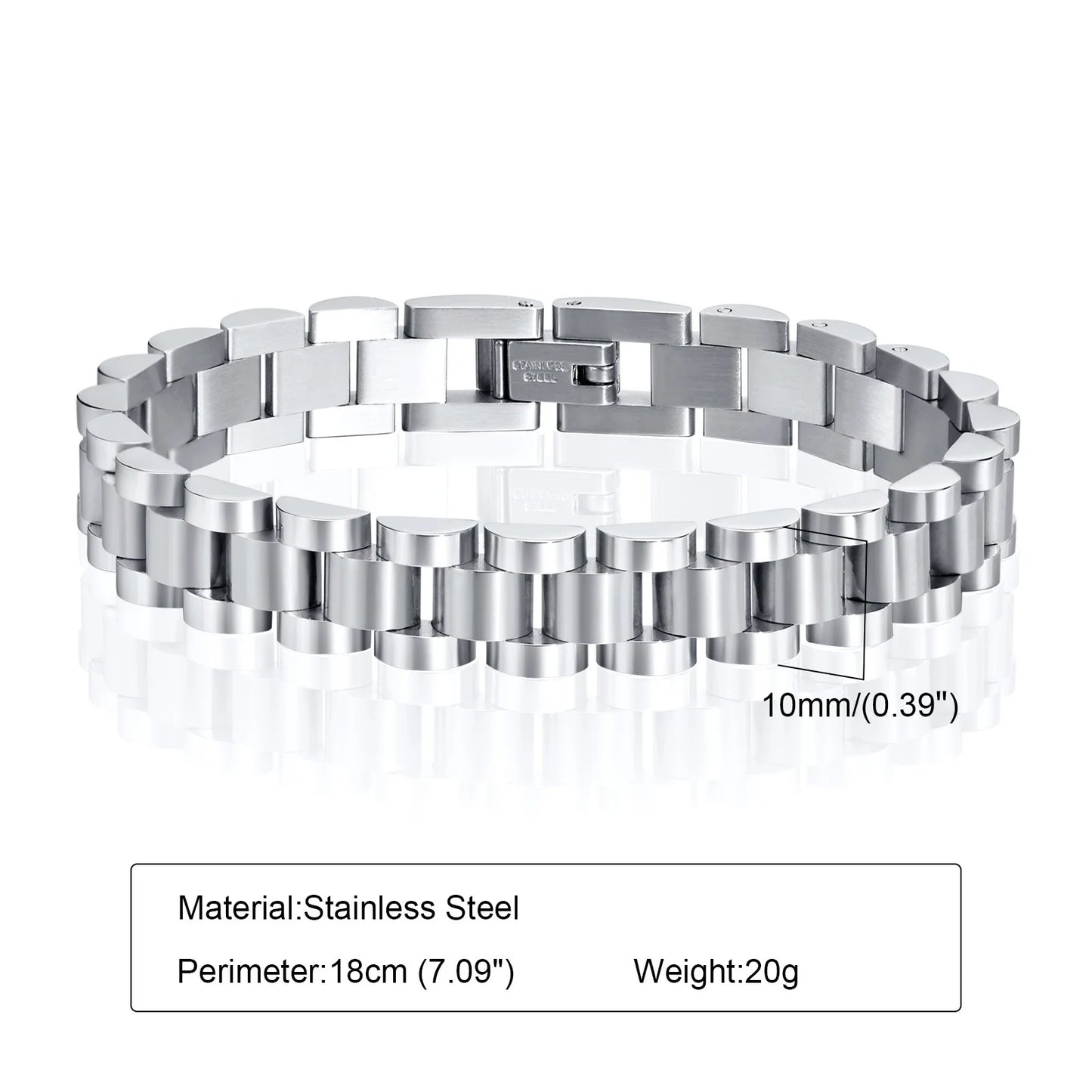 Vnox Stainless Steel Classic Watchband Bracelet For Women Men,Watch Straps Width Link Chain Bracelet Bangle,Unisex Hand Jewelry