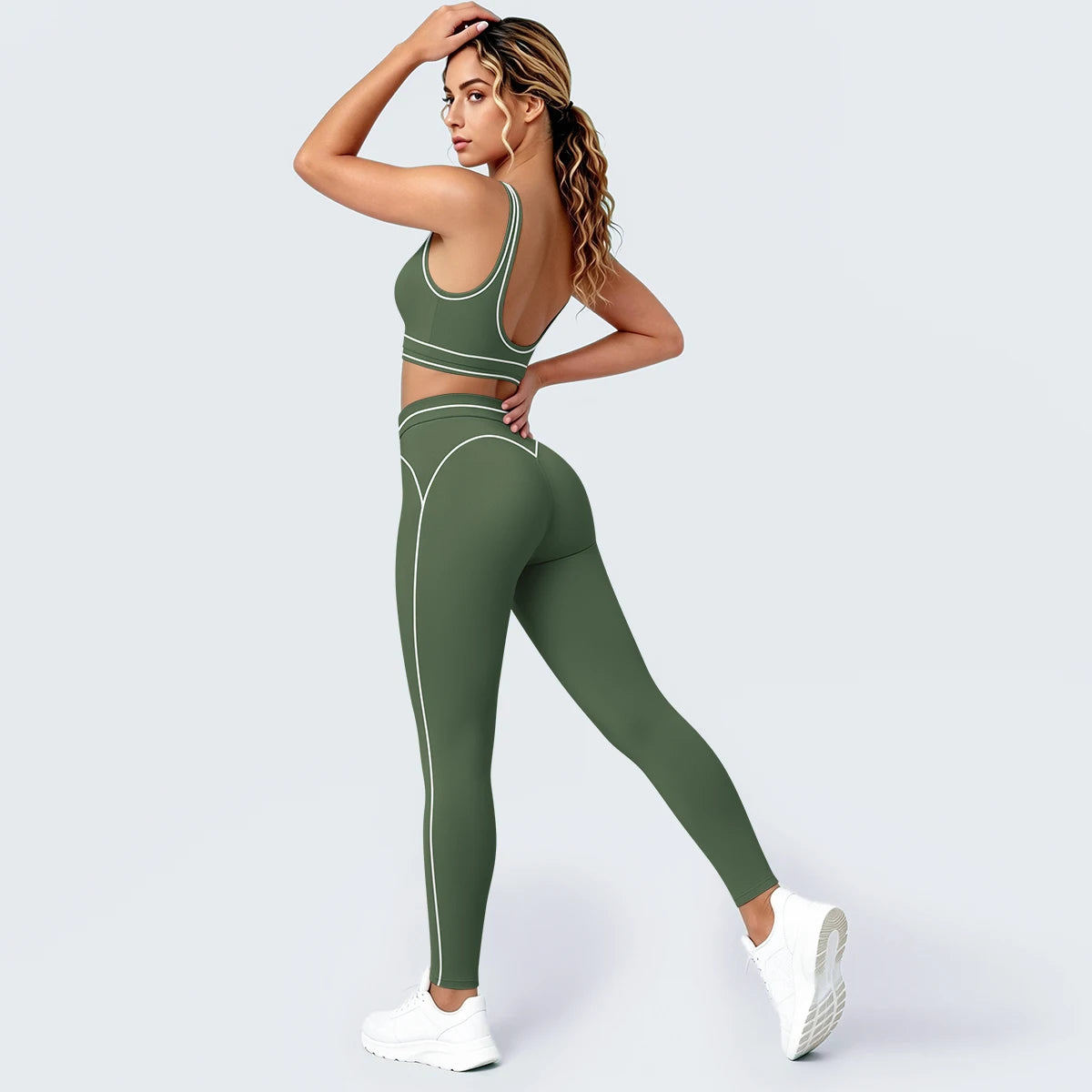 Women Fitness Yoga Sports Set Sexy Beautiful Back Yoga Bra Workout Top Summer Running Sports Bra High Waisted Push Up Yoga Pants