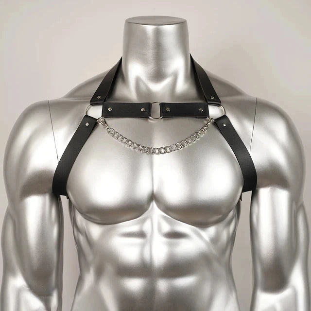PU Leather Chest Harness for Men, Adjustable Suspenders, Bondage Body Harness, Gothic Clothing Accessories, Fashion