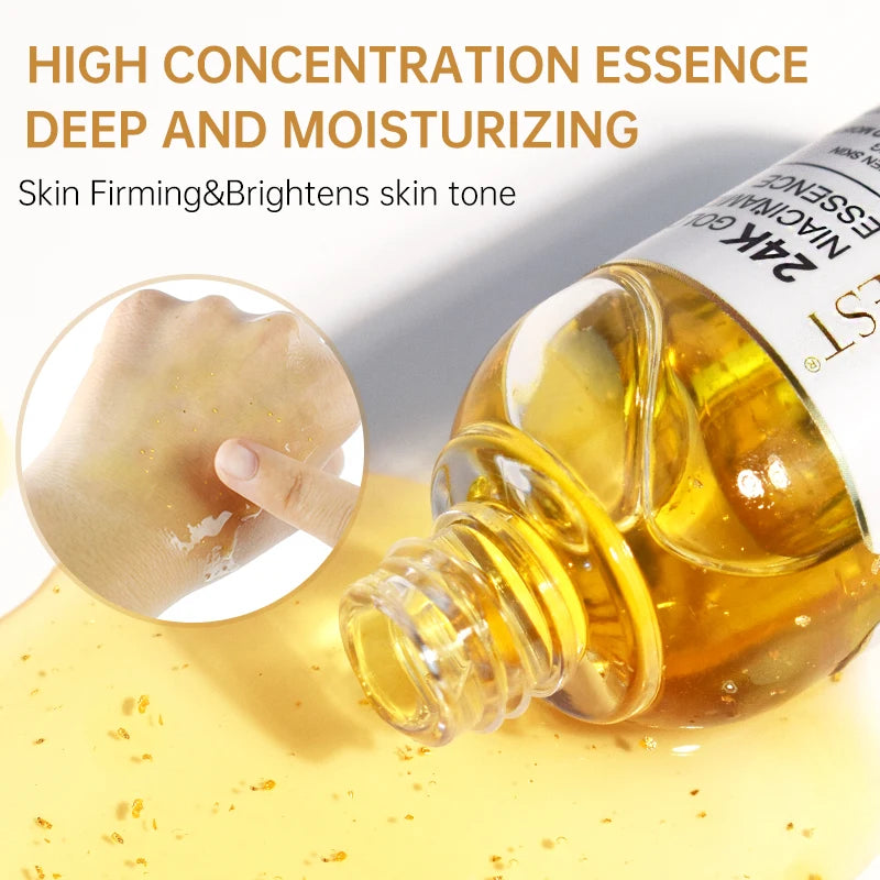 Niacinamide Face Serum 24K Gold Hyaluronic Acid Essence Whitening Dark Spot Corrector Facial Serum Skin Care Products