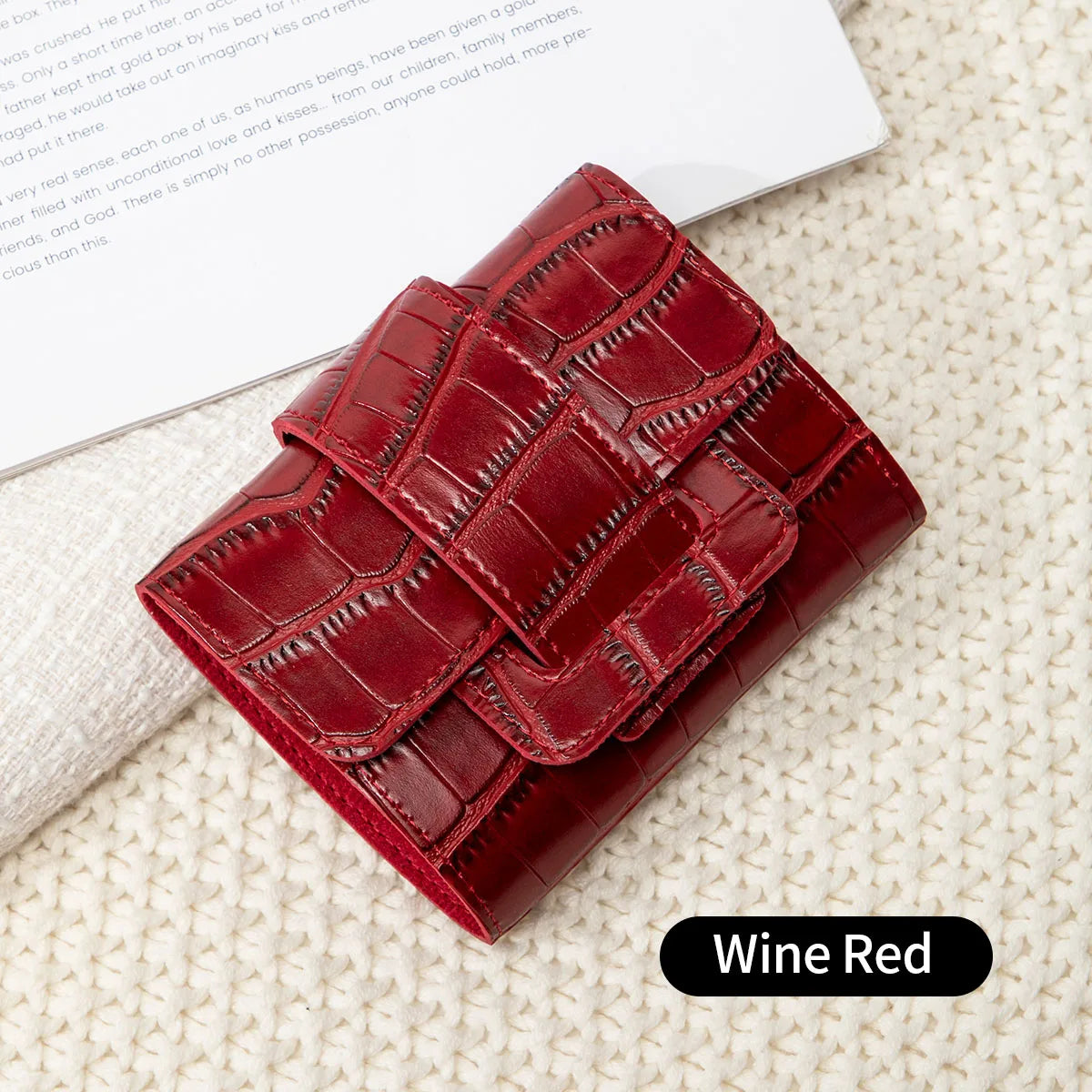 Women Luxury Card Holder Vintage Mini PULeather Women Short Wallet Multi-function Crocodile LeatherCard Holder CoinWallet Clutch