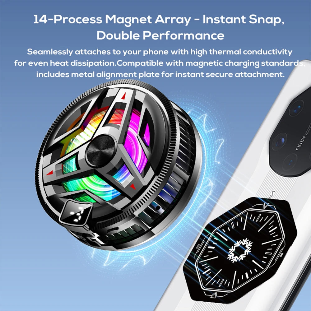 Magnetic Semiconductor Phone Cooler RGB Lights Digital DisplayCooling Fan Freeze Radiator For Gaming Tablet/Live Streaming ﻿
