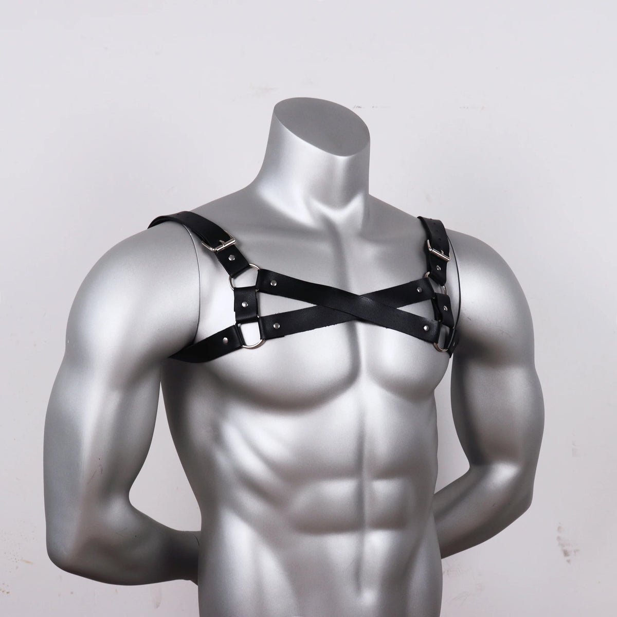Men Harness PU Leather Lingerie Body Chest Costumes Clubwear Tops Straps,Punk Rave Cosplay