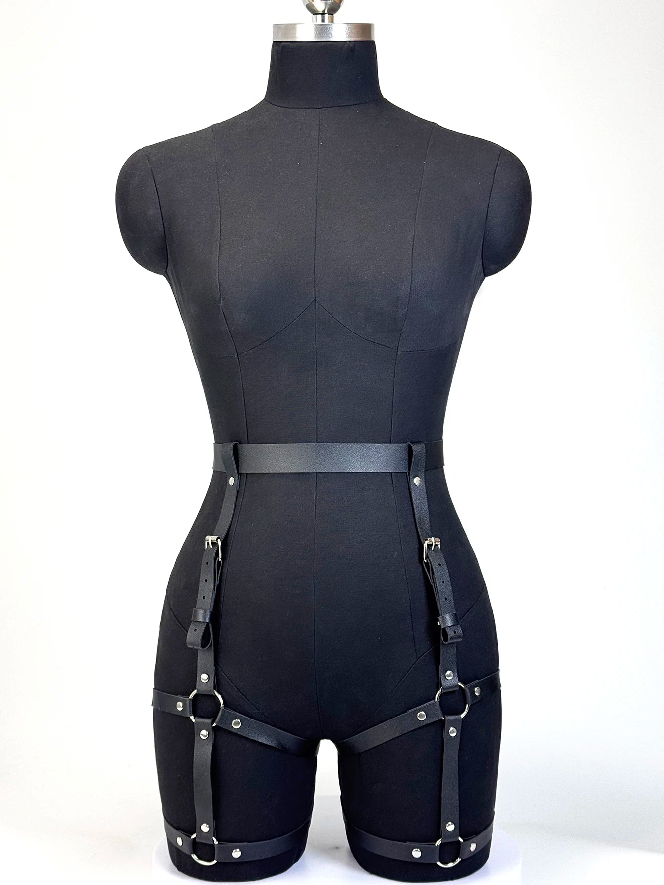 Fashionable Women's Pu Leather Leg Harness Body Harness Breast Punk Gothic Leg Garter Belts Gothic Waist Belt Clothing Accessor