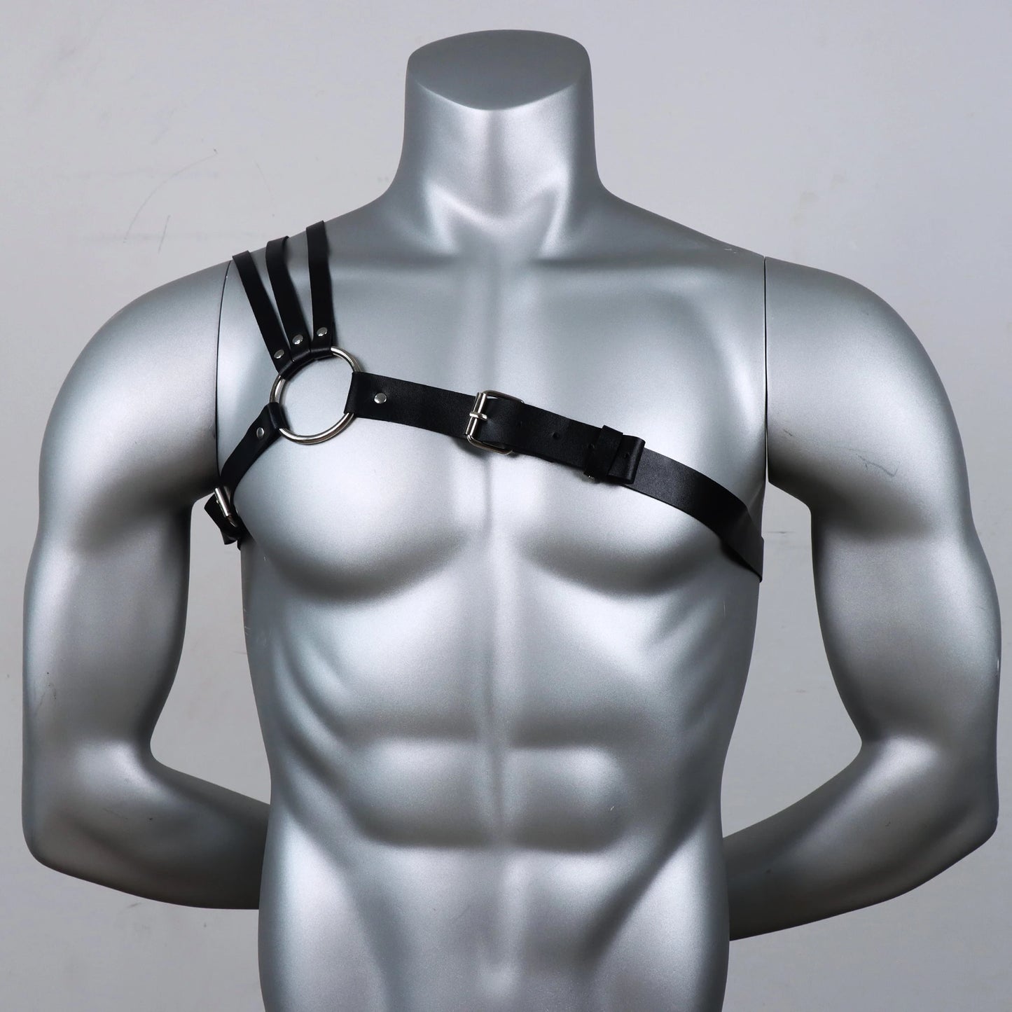 One Shoulder Men's Harness PU Leather Gay Men Chest Harness Bondage Black Leather Men Accessories Upper Erotic Body Men Harness