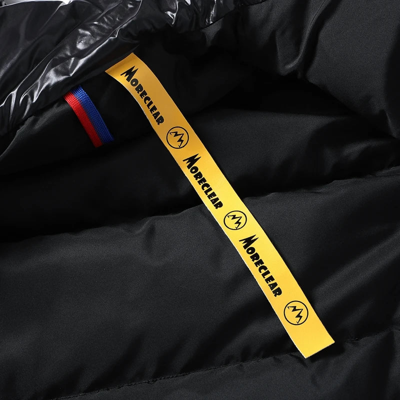 New Men's Winter Black Fashion Cold Warm Jacket Padded Thickened 90% White Duck Down Solid Color Fashion Leisure Jacket