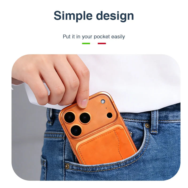 Thin Leather Wallet Magnetic Cellphone Card Holder For IPhone 16 15 14 13 18 17 Pro Max For Magsafe Bring Your Own Makeup Mirror
