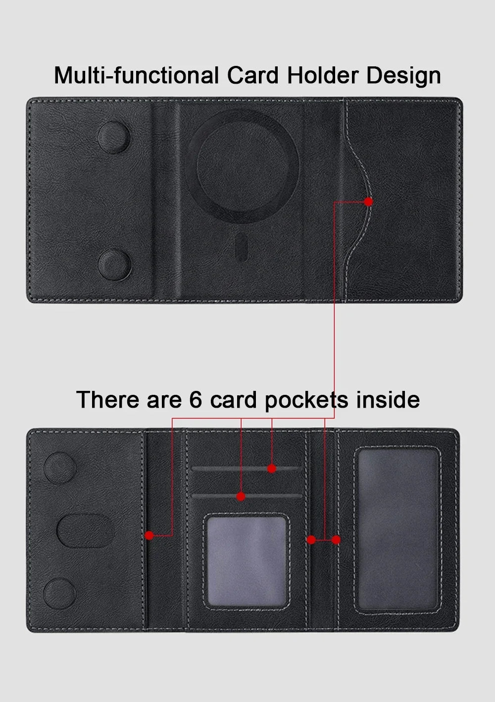 Strong Magnetic Folding Wallet Card Holder Leather Case for IPhone 17 16 Pro Max for MagSafe Stand Cover for Samsung
