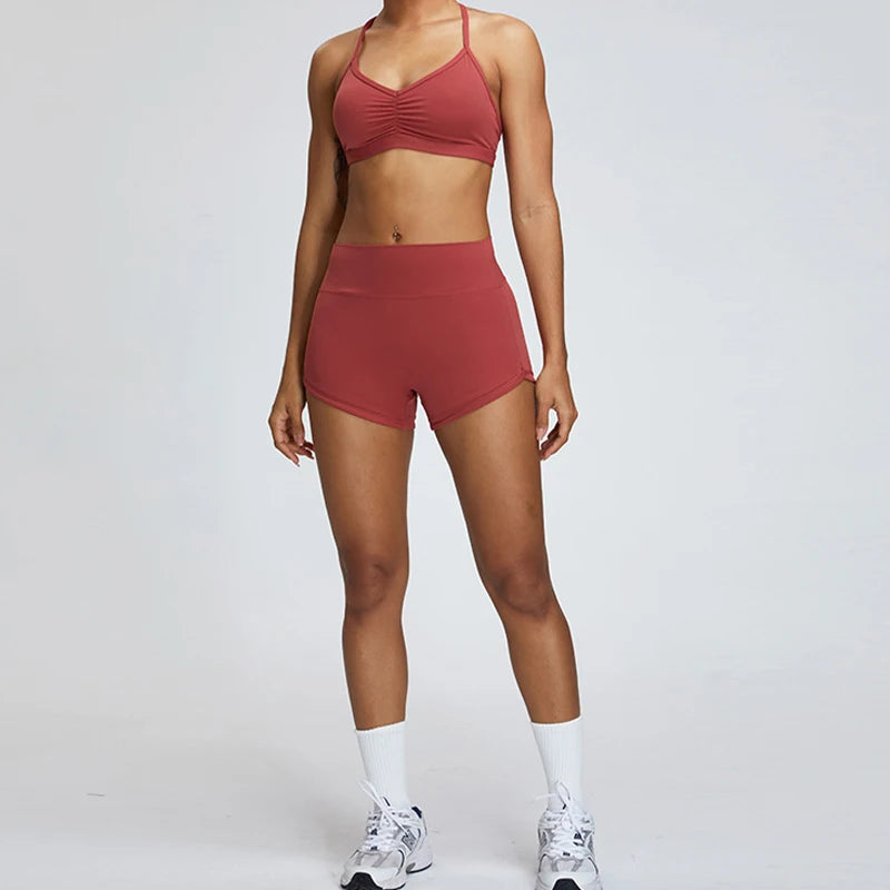 Scrunch Workout Anzug Frauen Zwei-Stück Yoga Anzug Sportswear Gym Set Frauen Trainingsanzug Läuft Yoga Kleidung Sport Bh Fitness shorts
