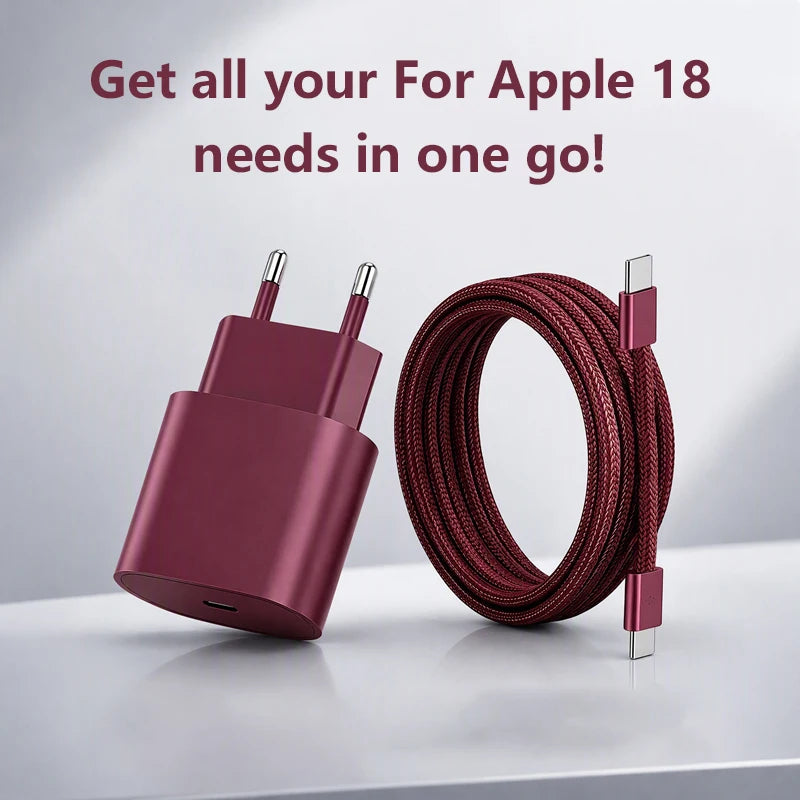 PD 20W Fast Charger Set USB-C Wall Charging Head Cable Fast Charging Adapter For iPhone 15 16 17 18 Series iPad Pro iPad Air