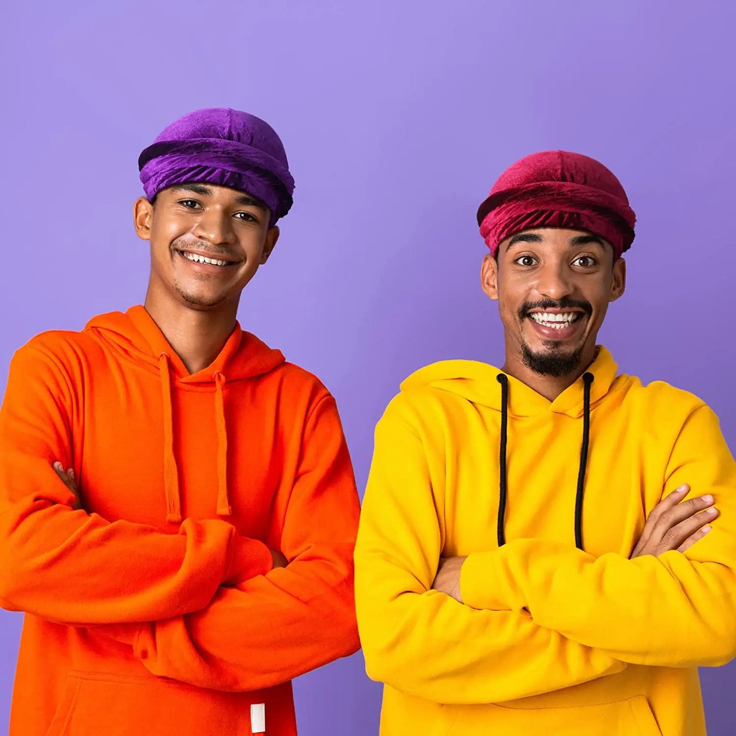 Samt-Halo-Turban für Männer, mit Satin gefütterte Turbane, weich gedrehtes Kopftuch, seidig gefütterte Durags, Street-Hip-Hop-Mütze für Männer