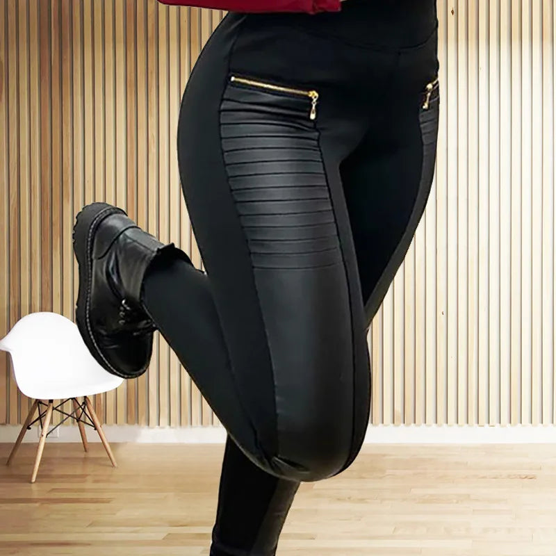 Women Long Pants Sexy Sheah Pencil Pant Slim Streetwear High Waist Zipper Mom Casual Streetwear Elegant Splice Y2k Capris