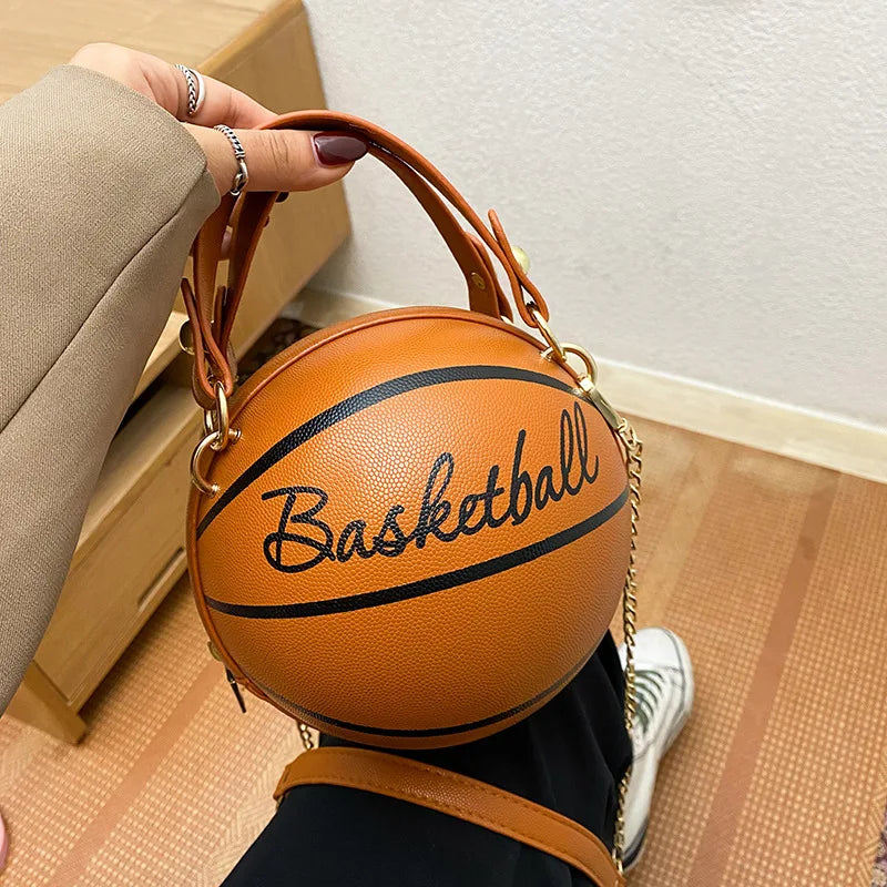 New hot ladies shoulder bag, basketball bag PU leather chain, new font printing, young ladies handbags, fashion bags.