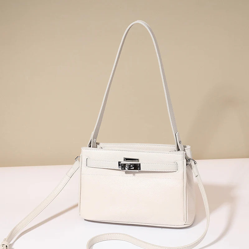 Women Cowhide Genuine Leather Crossbody Bag Lady Fashion Retro Underarm Bags Female Luxury Designer Shoulder Handbag for Ladies